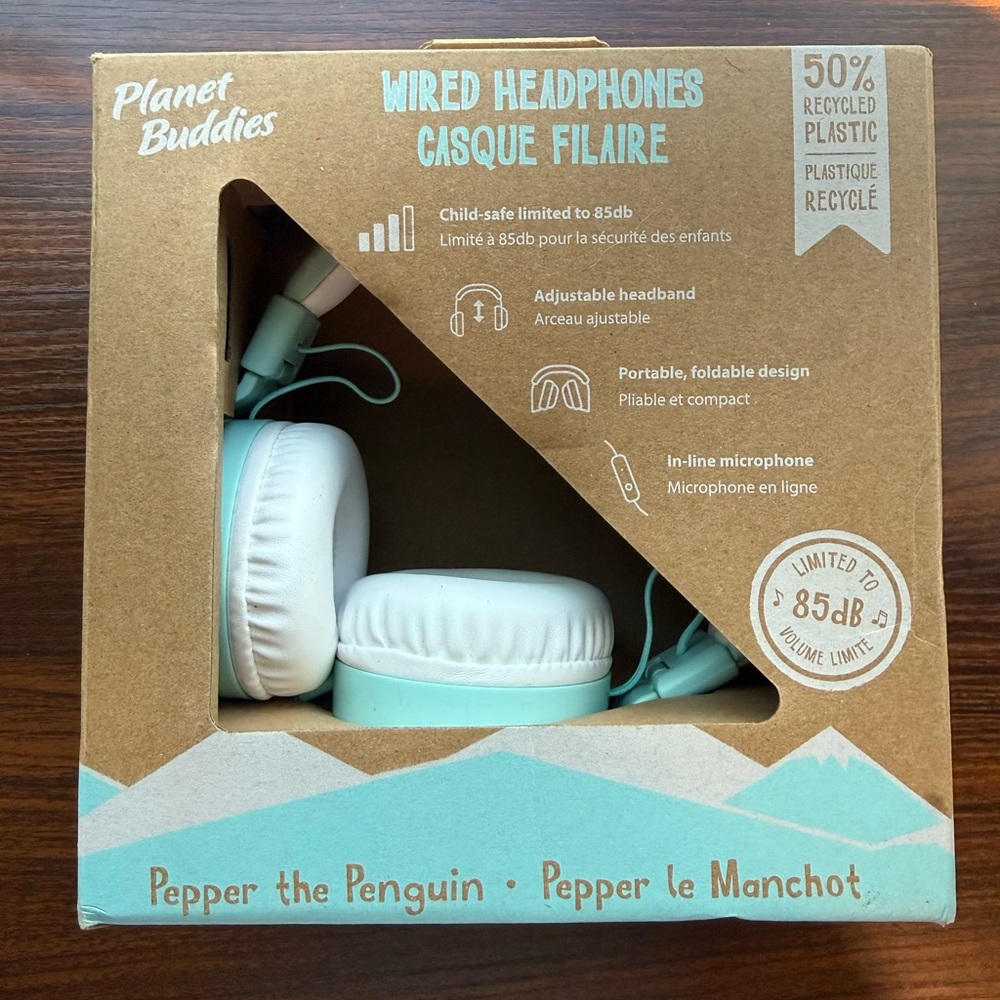 Planet Buddies Penguin Kids Headphones Wired On Ear Headphones for Toddler 85db